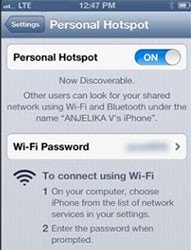 Tethering as it Appears on an iPhone
